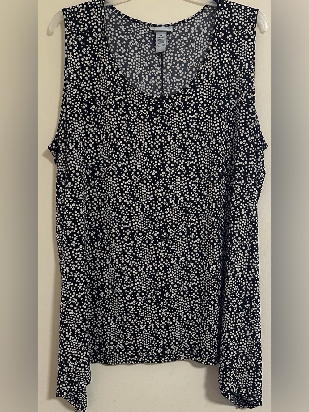 Catherines Tank Top Women’s Size 3X Polka Dot Black Slit Side